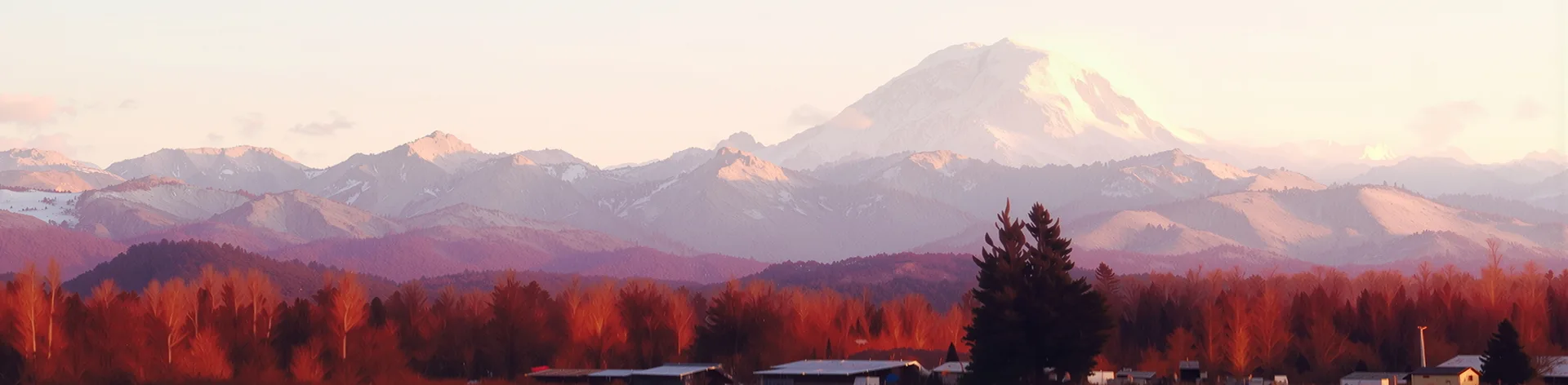mount rainier sunset view enumclaw washington venue - Frequently Asked Questions Panoramic golden hour view of snow-capped Mount Rainier from Mountain View Manor wedding venue in Enumclaw Washington with autumn foliage in the foreground
